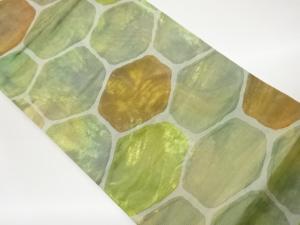 引箔亀甲模様織出し名古屋帯